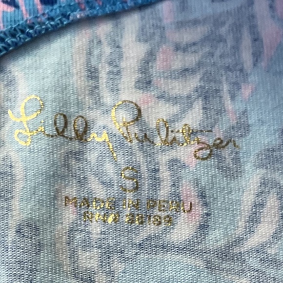 Lilly Pulitzer Waverly Top Size S “ Lapis Lazili Horseshoe Bat” print - Picture 3 of 8
